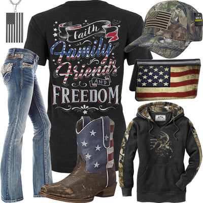 Faith, Family, Friends & Freedom American Flag Wallet Outfit
