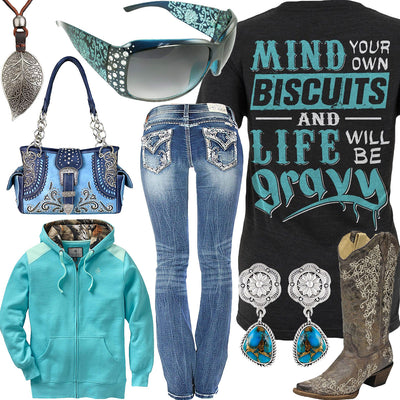 Mind Your Own Biscuits Rhinestone Sunglasses Outfit