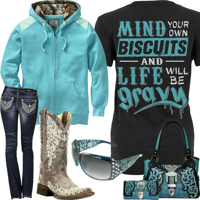 Mind Your Own Biscuits Blue Sunglasses Outfit