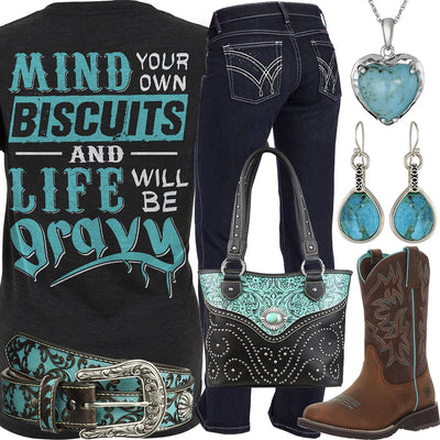 Mind Your Own Biscuits Wrangler Jeans Outfit