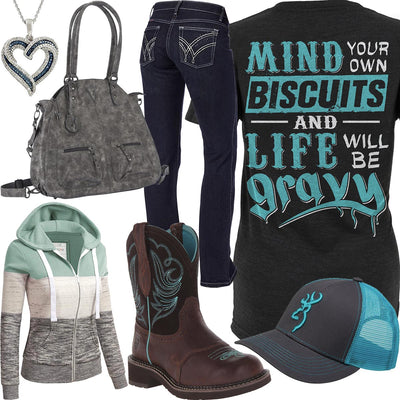 Mind Your Own Biscuits Browning Handbag Outfit