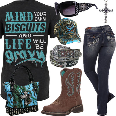 Mind Your Own Biscuits Winged Cross Sunglasses Outfit