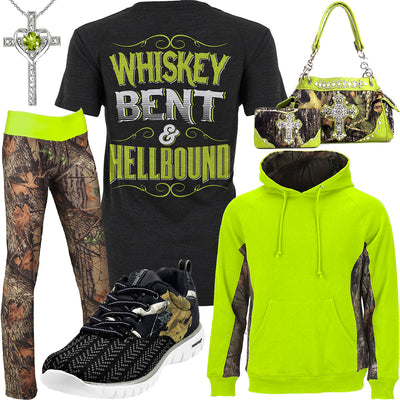 Whiskey Bent & Hellbound Camo Leggings Outfit