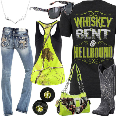 Whiskey Bent & Hellbound Lime Tank Outfit