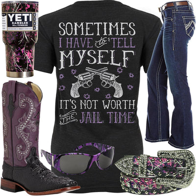 Not Worth The Jail Time Muddy Girl Belt Outfit