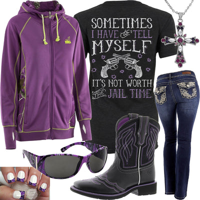 Not Worth the Jail Time Purple Realtree Hoodie Outfit
