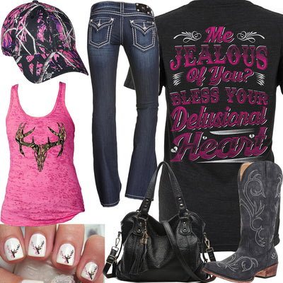 Me Jealous Of You Deer Skull Tank Outfit