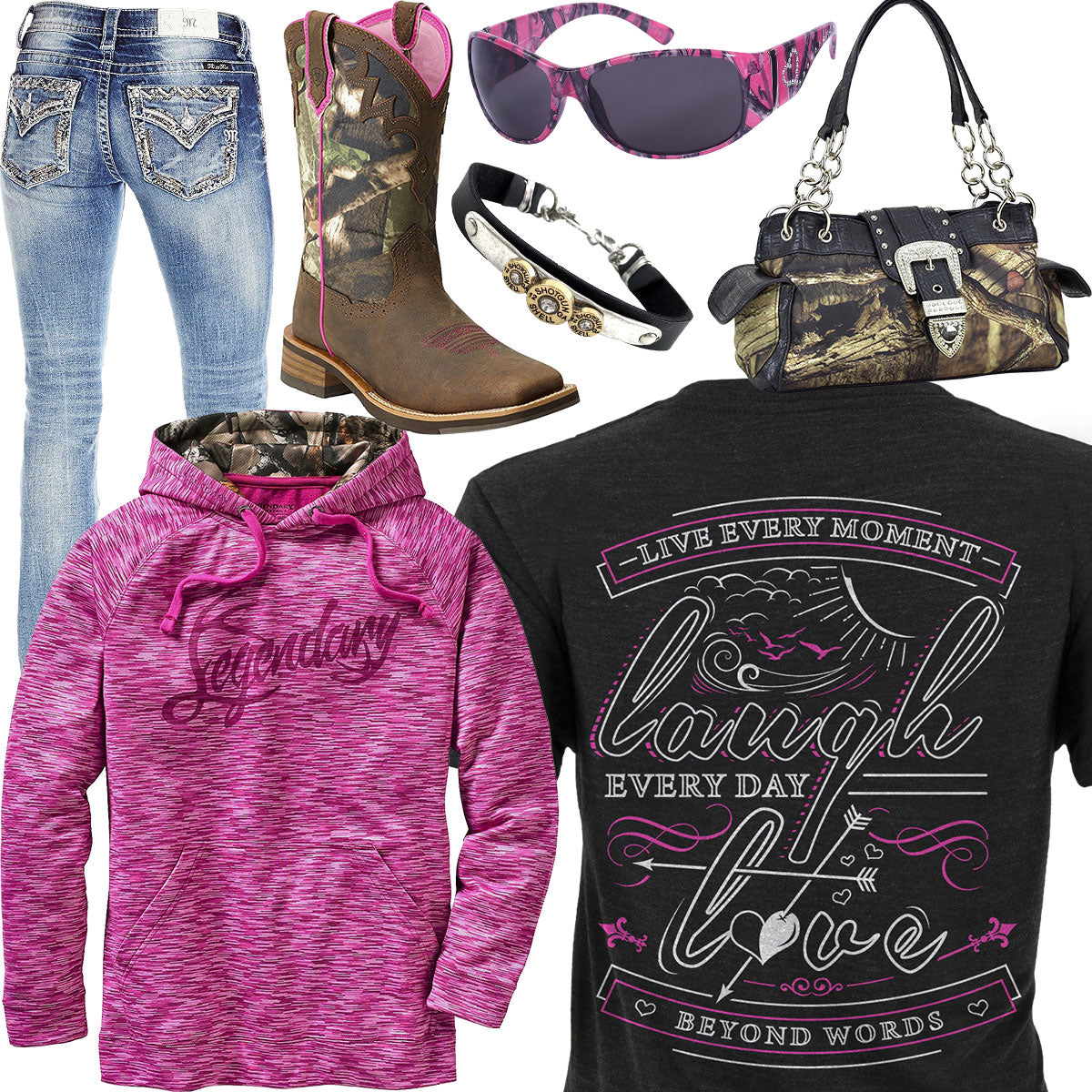 Live Laugh Love Fuchsia Hoodie Outfit – Real Country Ladies