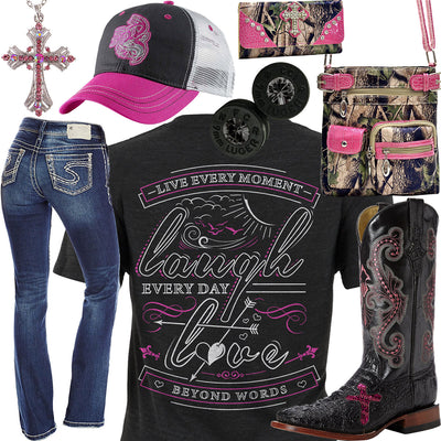 Live Laugh Love Ferrini Boots Outfit