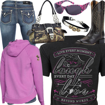 Live Laugh Love Ariat Black Boot Outfit