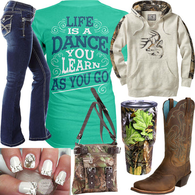 Life Is A Dance Camo Tumbler Outfit