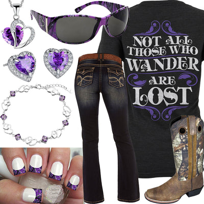 Those Who Wander Purple Heart Jewelry Outfit