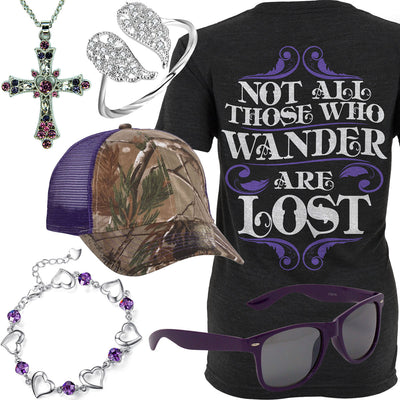 Those Who Wander Purple Classic Sunglasses Outfit