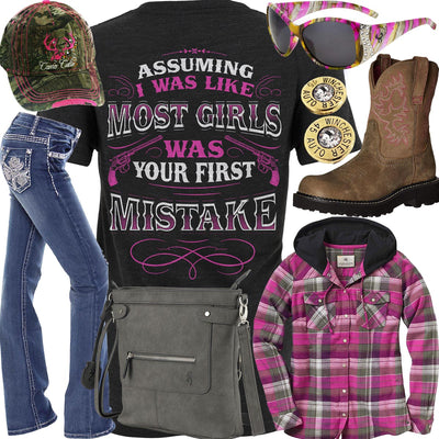 Your First Mistake Fuchsia Plaid Hoodie Outfit