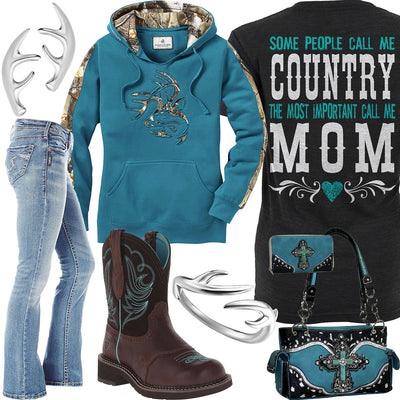 Country Mom Antler Stud Earrings Outfit