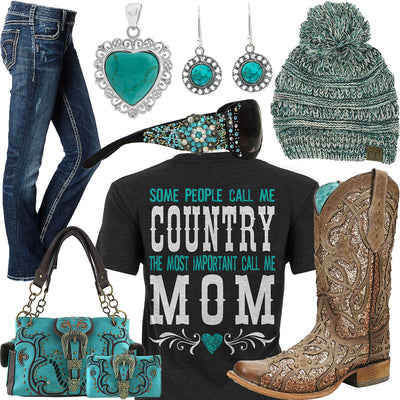 Country Mom Knit Beanie Outfit