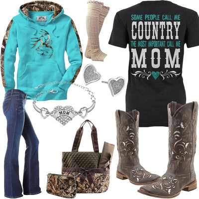Country Mom Glacier Camo Hoodie Outfit