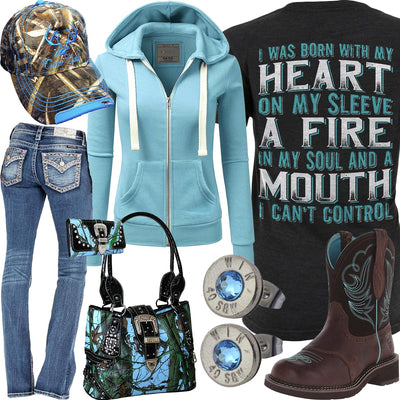 Mouth I Can't Control Aqua Blue Hoodie Outfit