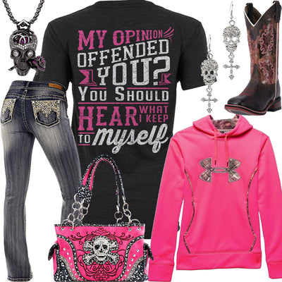 Keep To Myself Skull & Rose Necklace Outfit
