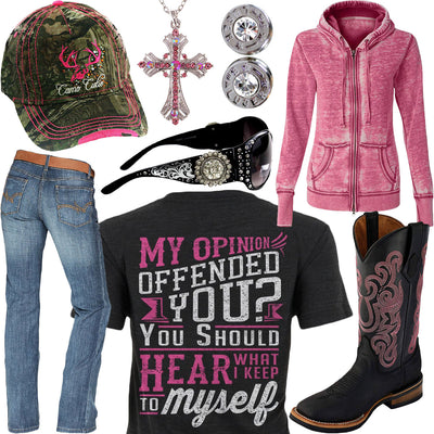 Keep To Myself Pink Burnout Hoodie Outfit