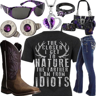 Farther From Idiots Purple Camo Sunglasses Outfit