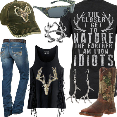 Farther From Idiots Fringe Tank Outfit