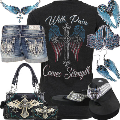 With Pain Comes Strength Miss Me Shorts Outfit