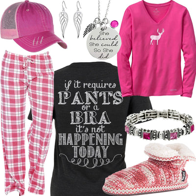 Pants Or A Bra Fuchsia Deer Top Outfit