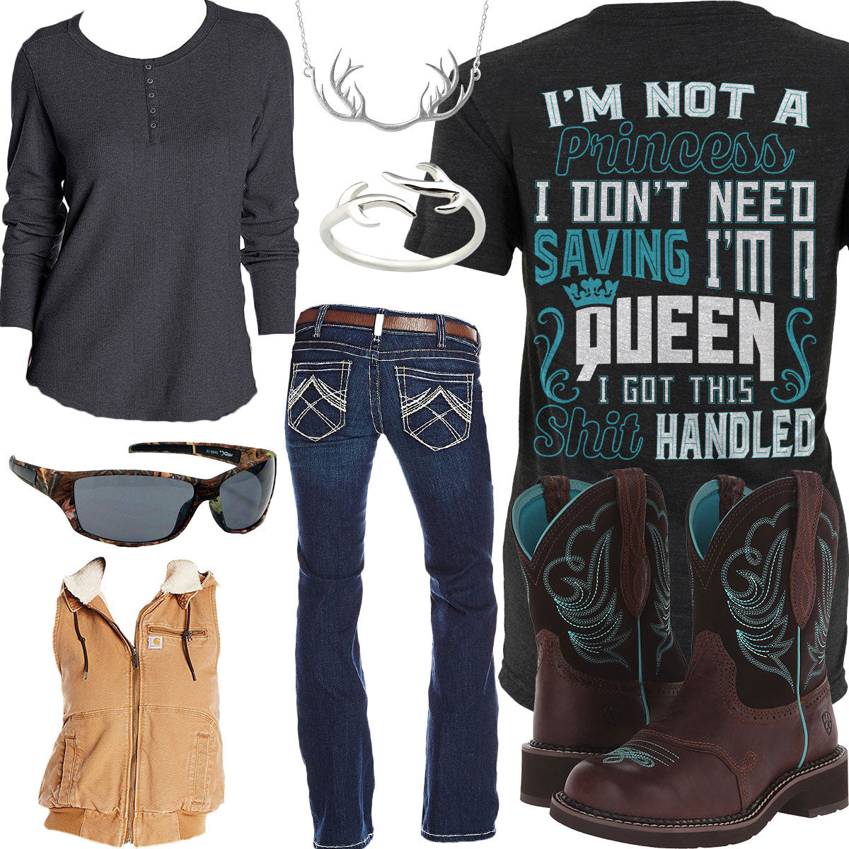 I'm Not A Princess Carhartt Henley Outfit – Real Country Ladies