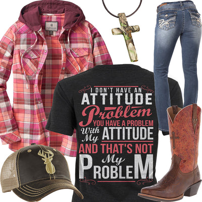 Not My Problem Camo Cross Necklace Outfit