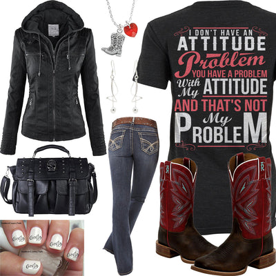 Not My Problem Motorcycle Jacket Outfit