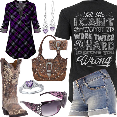 Prove You Wrong Purple Plaid Tunic Outfit