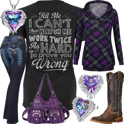 Prove You Wrong Purple Plaid Hoodie Outfit