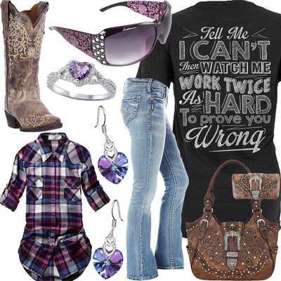 Prove You Wrong Purple Plaid Shirt Outfit