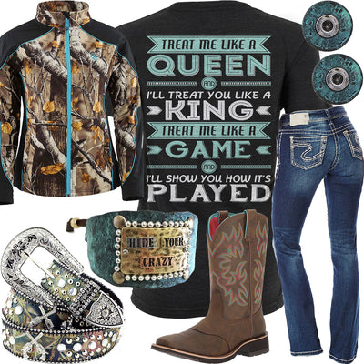 Like A Queen Camo Jacket Outfit