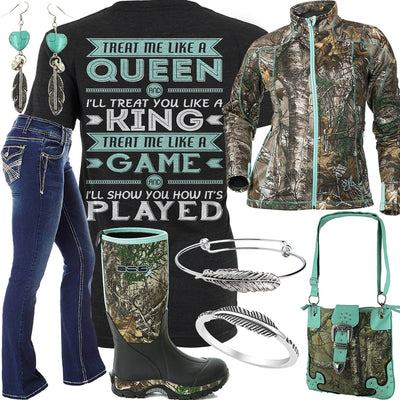 Like A Queen Camo Jacket Outfit