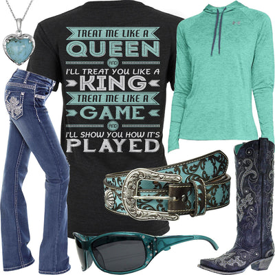 Like A Queen Turquoise Belt Outfit