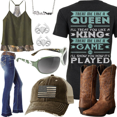 Like A Queen American Flag Cap Outfit