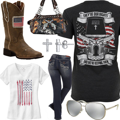 They're Our Rights Ariat American Flag Boots Outfit