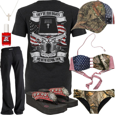They're Our Rights American Flag/Camo Bikini Outfit