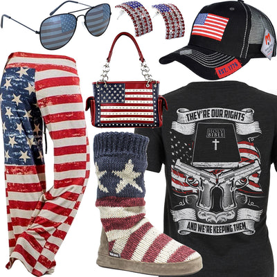 They're Our Rights American Flag Muk Luks Outfit