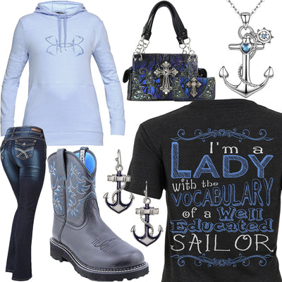 Educated Sailor Anchor Necklace Outfit