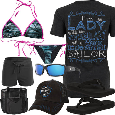 Educated Sailor Coastline String Bikini Outfit