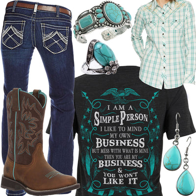 I Am A Simple Person Turquoise Bracelet Outfit