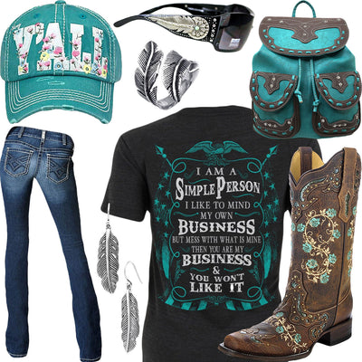 I Am A Simple Person Turquoise Purse Outfit