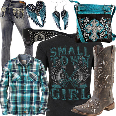 Small Town Girl Flannel Shirt Outfit