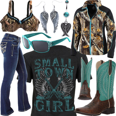 Small Town Girl Teal Sunglasses Outfit