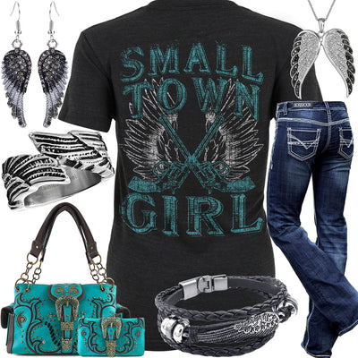 Small Town Girl Angel Wing Bracelet Outfit