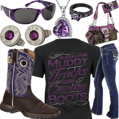 Muddy Trucks & Cowboy Boots Bullet Earrings Outfit