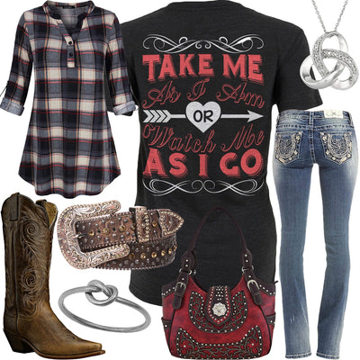 Take Me As I Am Plaid Top Outfit